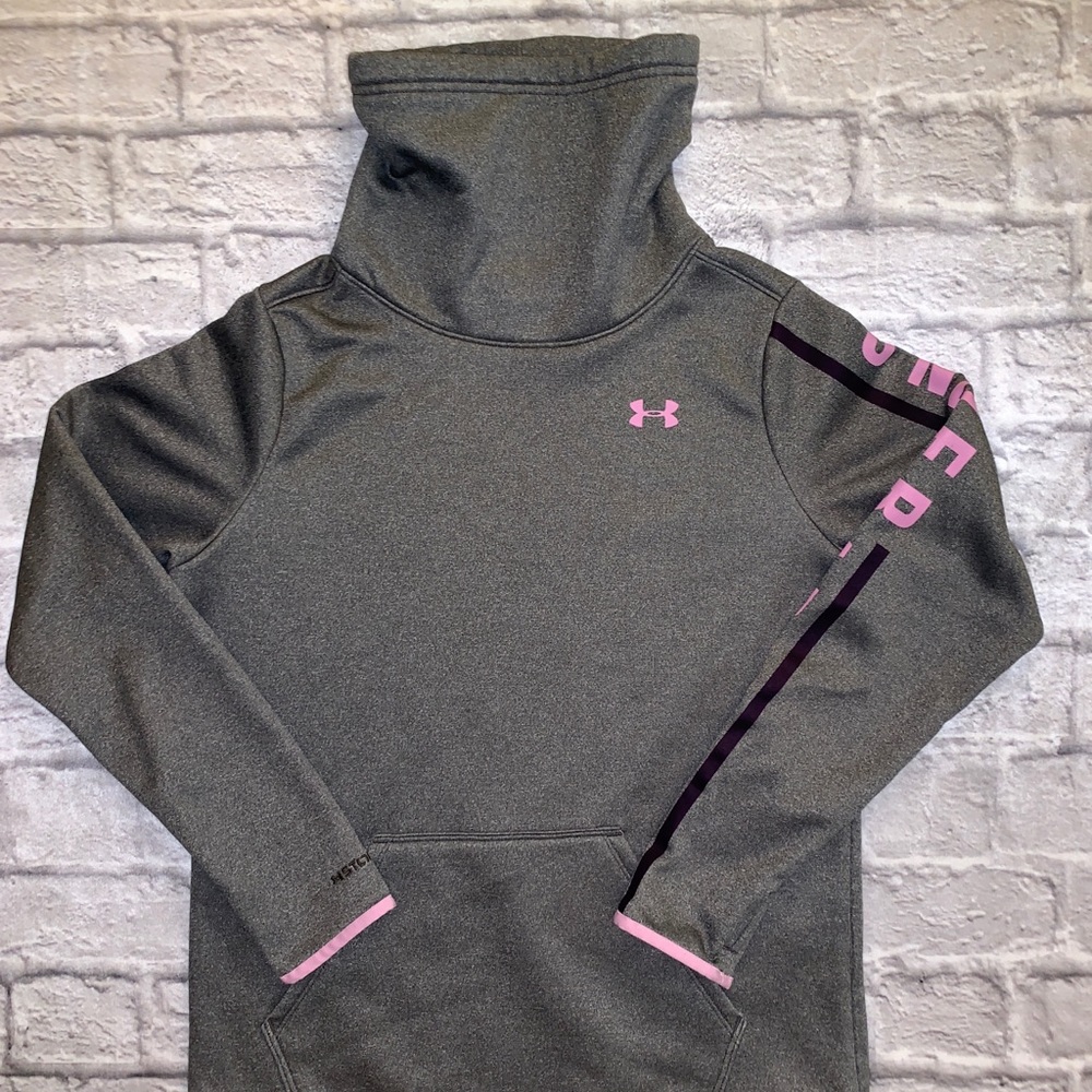 Womens EUC UNDER ARMOUR COWL NECK HOODIE PULLOVER